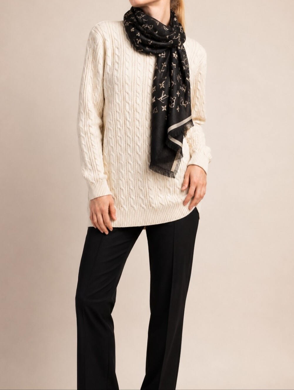 St. John's Bay Cream Cable Knit Crewneck Sweater